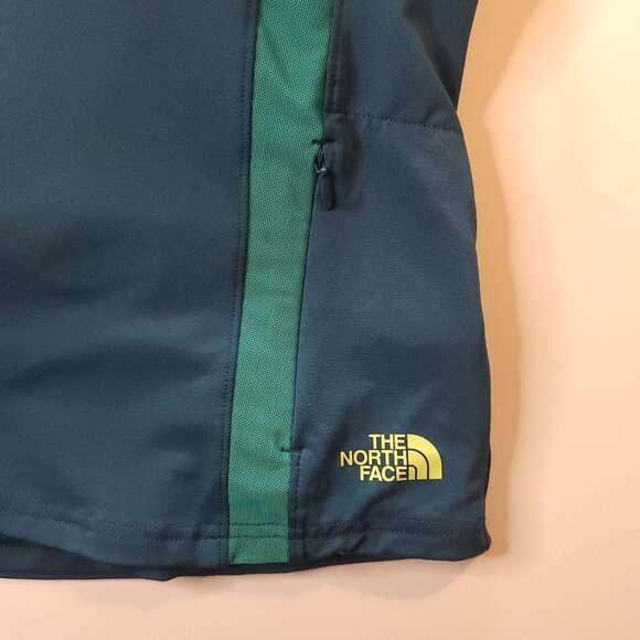 North Face Athletic Tank Top Teal Blue Zip Pocket Racerback Built in Bra - Picture 6 of 9